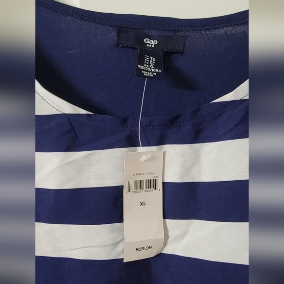 NWT XL Gap White/Navy Striped Blouse - Womens - Picture 3 of 4